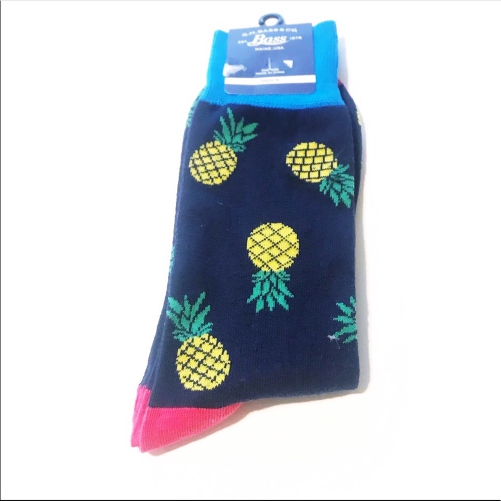 Novelty fun socks - Pineapples - navy/pink/yellow